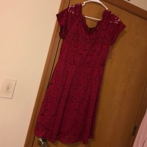 Red fit and flair summer dress